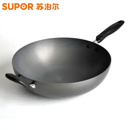 苏泊尔suporpc40p140cm无油烟炒锅炒锅双耳无涂层黑色