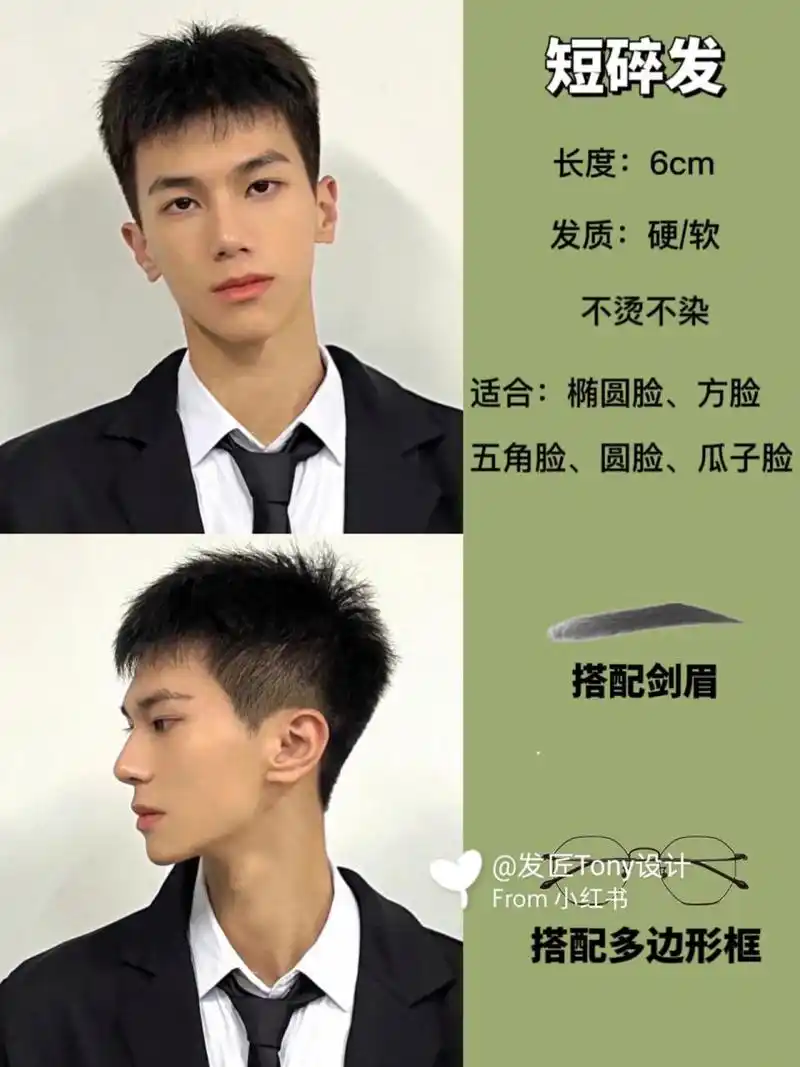 短碎发/男生短发发型/男士发型参考 男生根据脸型选发型/根据脸型设计