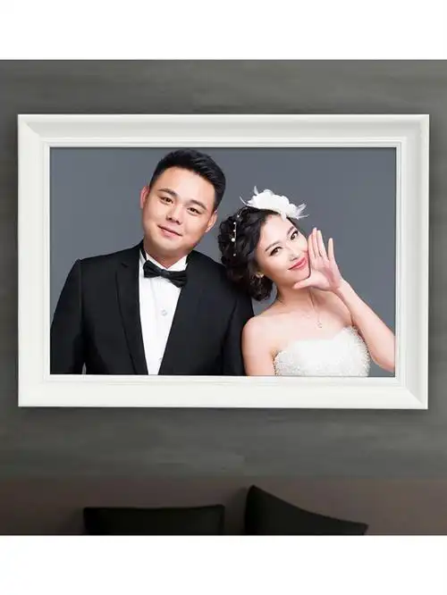 婚纱照放大挂墙洗照片加相框24 36寸简约白色制作影楼结婚照定