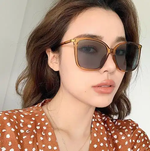网红墨镜女2021复古ins大框茶色太阳镜韩版方形时尚潮流方框眼镜