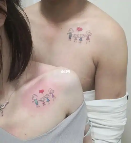 很感动的 很有意义的纹身 简单却充满爱7815希望你们一家人永远