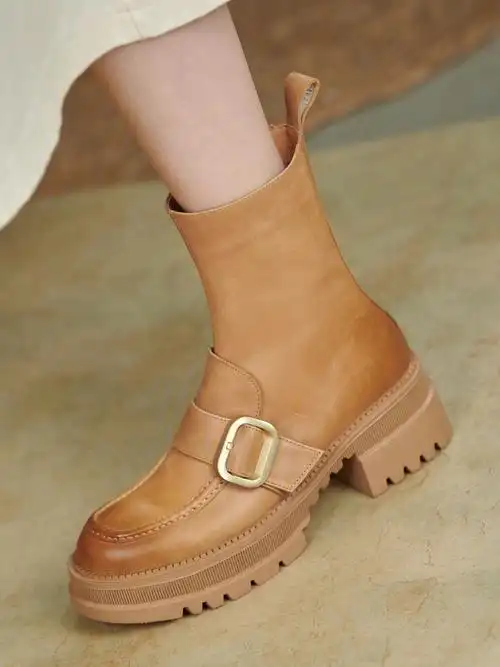 啧啧子小个子显腿长必备厚底粗跟短靴帅翻