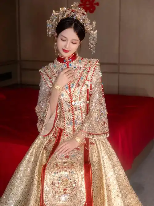 香槟色秀禾服款式真的好美啊仙气满满