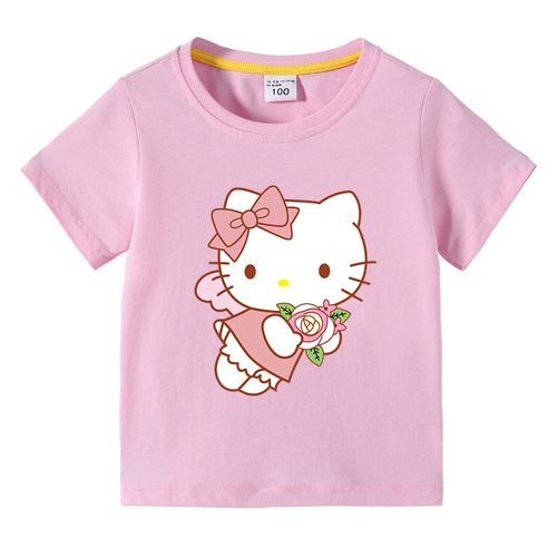 外贸童装儿童夏装短袖男童女童打底衫宝宝半袖kt猫卡通t恤童上衣