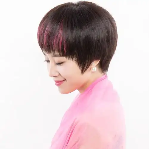 恒发假发全手织漂染短发真发假发气质逼真时尚女士真发假发套