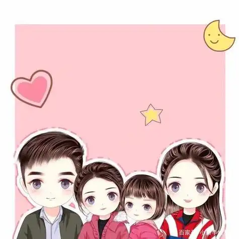 一家四口两个女儿微信手绘头像 手绘头像图片大全 -【爱个性】