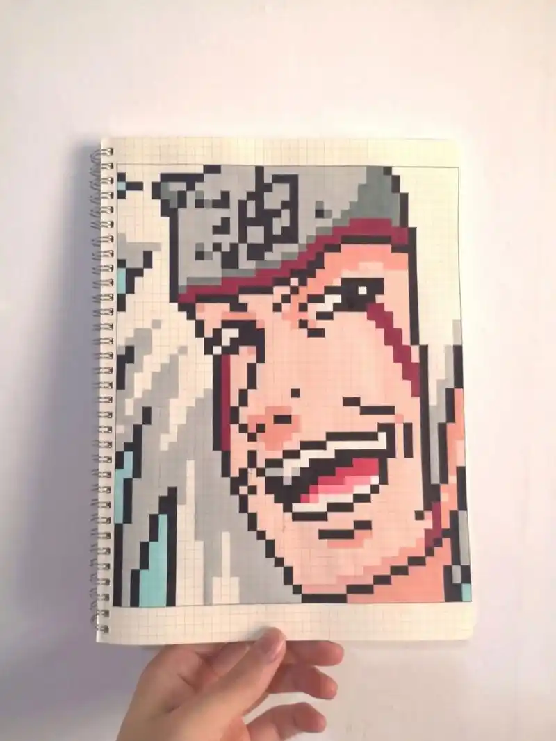 像素画:自来也 你是真正的火之意志 网格本:a4 #自来也# #像素画