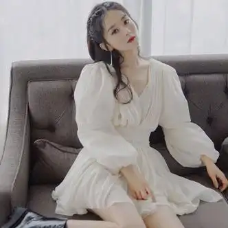 绿野客赵丽颖同款衣服赵丽颖同款法式轻奢褶皱白色v领泡泡袖气质
