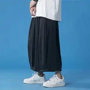 山本风苏格兰裙男日系复古oversize裤子夏季武士工装剑道裤灯笼裤