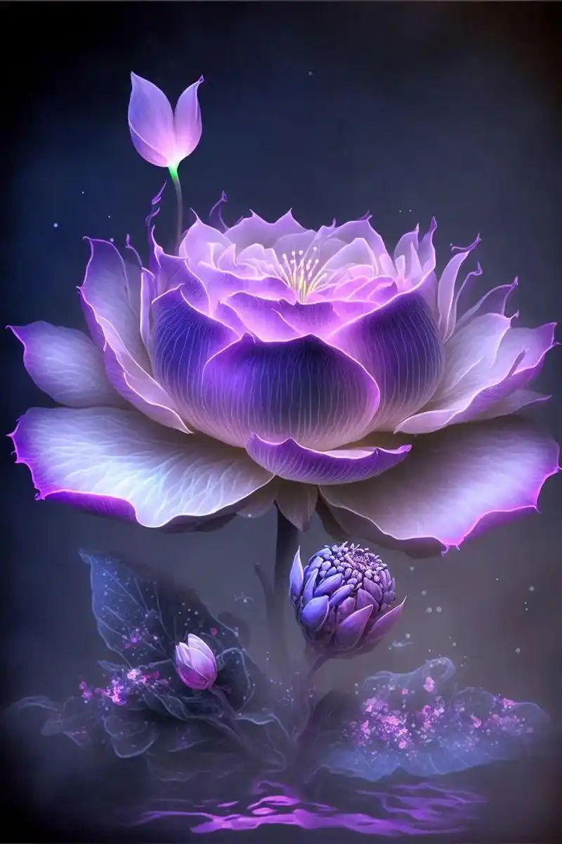紫色莲花.佛光普照,佛缘,2023试试这个壁纸! #ai绘画 - 抖音