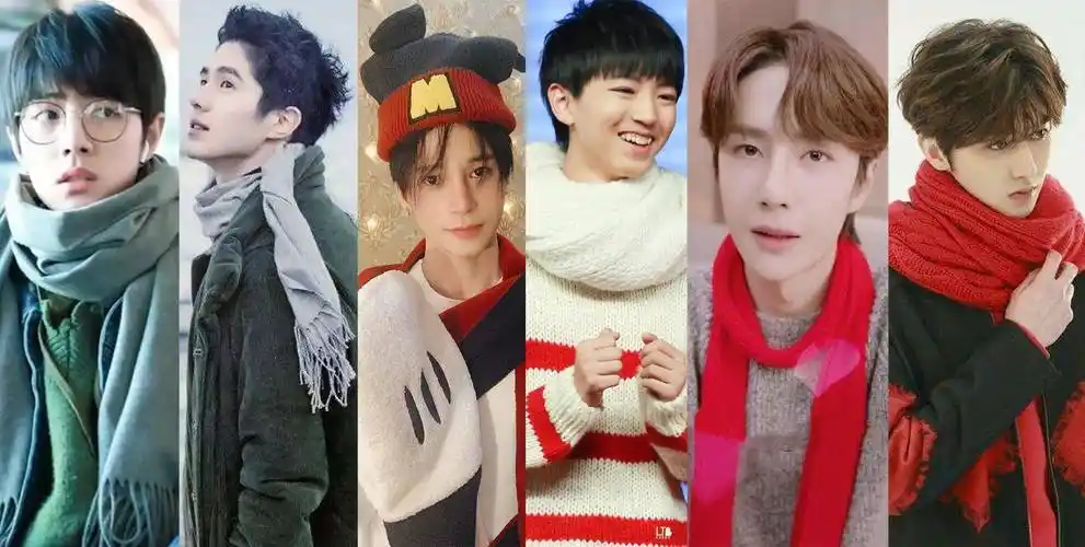 春季已来 肖战刘昊然陈奕天王俊凯王一博蔡徐坤哪款围巾你最爱_装饰