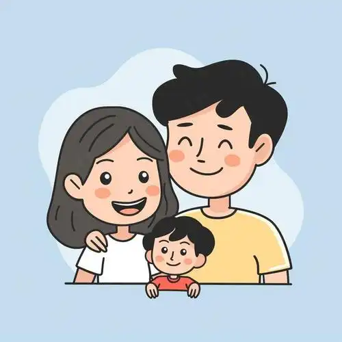 亲子头像|一家三口超萌简笔画亲子头像