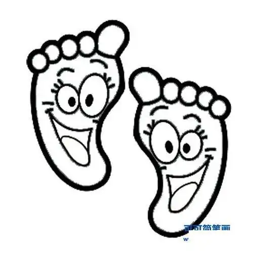 小脚丫卡通简笔画卡通画防水脚印幼儿园儿童房楼梯地板卫生间浴室自粘