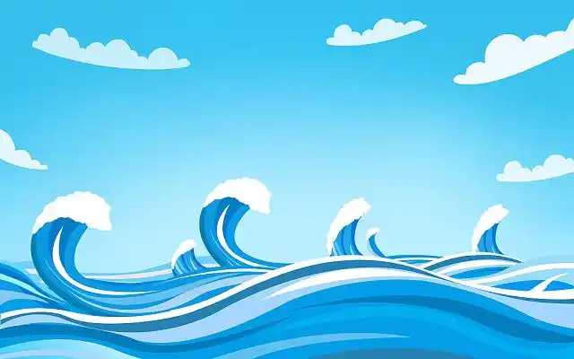 拍打沙滩背景图片蓝色卡通海浪小龙虾啤酒夏日小龙虾展板背景夏日小