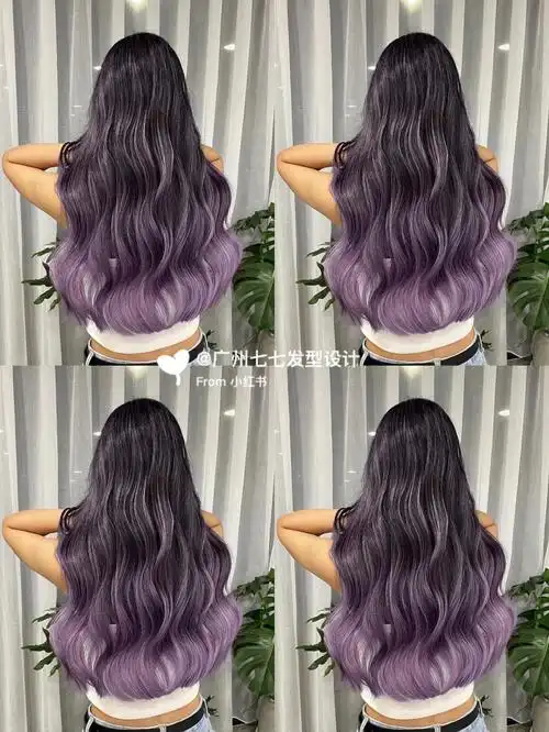 2022最新最黑发渐变挑染紫灰太仙了