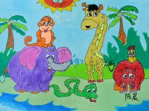 少儿书画作品-动物世界/儿童书画作品动物世界欣赏_中国少儿美术教育