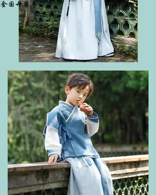 汉服男童冬季男孩汉服儿童古装男原创汉服男童宝宝中国风儿童交领毛呢