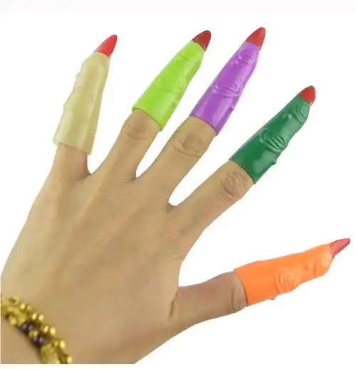 万圣节巫婆道具 僵尸假手指套 巫婆指甲 鬼指甲 塑料手指套塑料手