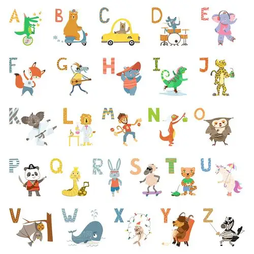 vip可免积分下载,点击充值点击下载相关素材26个精美卡通形象英文字母