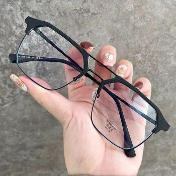 辛普德 半框眼镜男款大框痞帅眼睛框大脸可配有度数防蓝光 黑框-黑