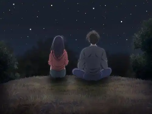 背对背看星空简笔画一起看星星简笔画两个小孩看星星的简笔画星空背影