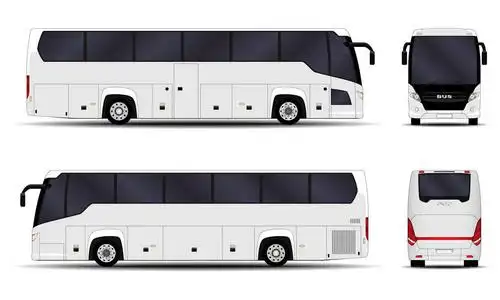 现实的巴士.侧面视图;前视图;后退视图插画