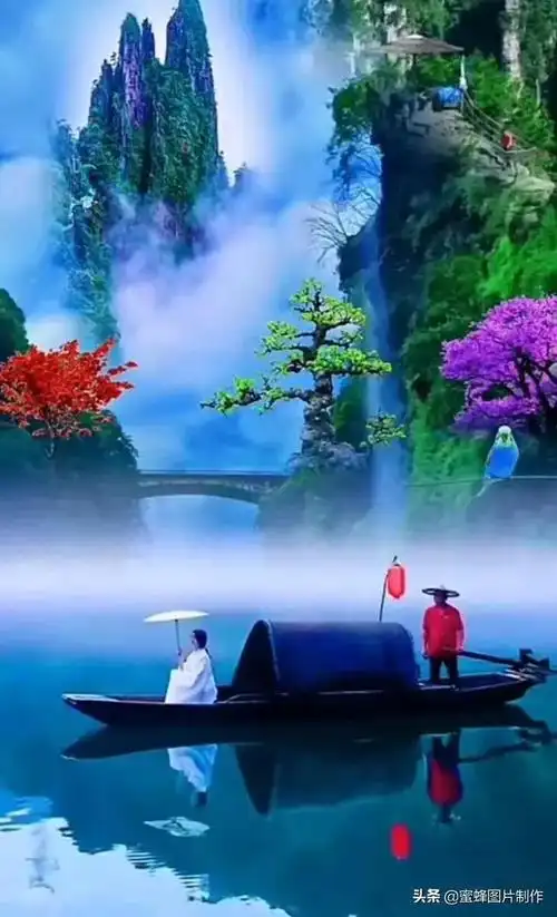 分享壁纸图片:绿水青山,鸟语花香美景如画