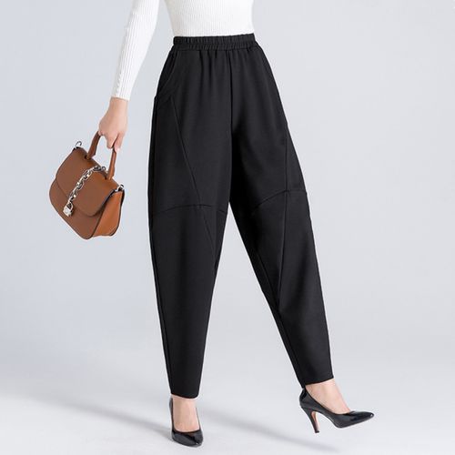 春秋加肥加大码女裤宽松休闲裤高腰显瘦萝卜裤中年妈妈哈伦裤女
