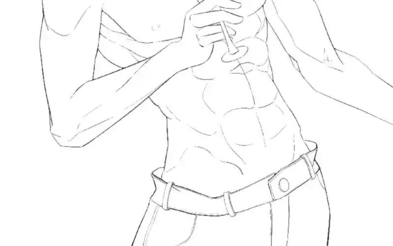 第一次画男生肌肉