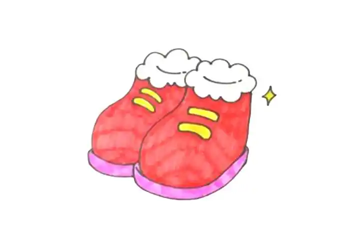 简单的儿童简笔画素材一双漂亮的小鞋子