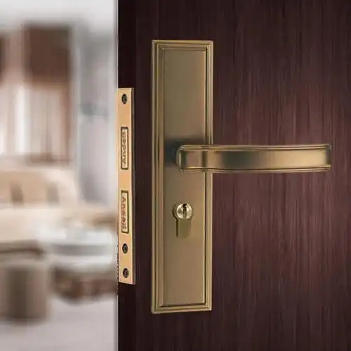 冠霸203219泡色黄古锌合金高档室内门锁配大50磁力锁体