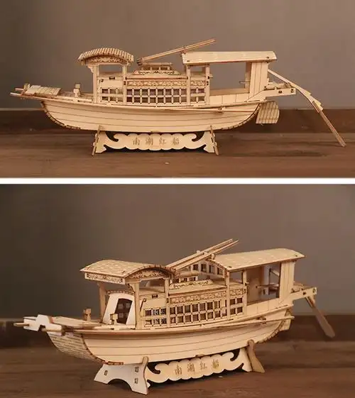 diy嘉兴南湖红船手工制作帆船模型摆件拼装作业儿童生日礼物礼品a款28