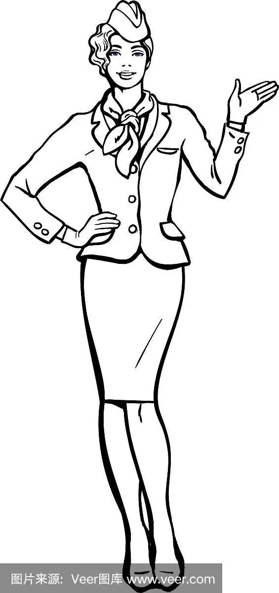 蓝色套装的空姐表示信息