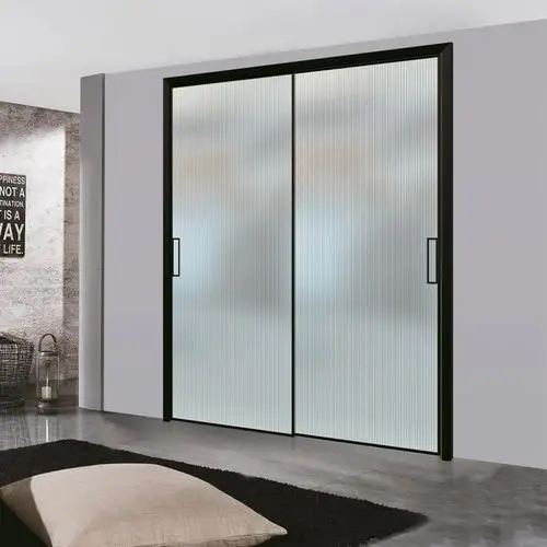 现代简约窄边框厨房门磨砂玻璃极简隐框细边框钢化玻璃阳台推拉门