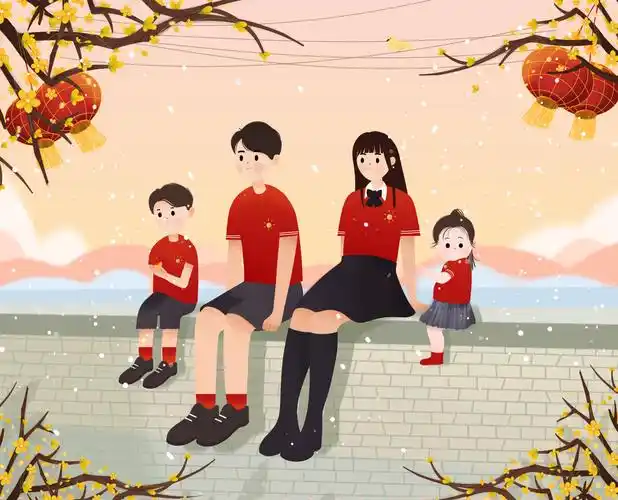 庆祝新年的一家四口 - 178****4085 - 原创作品 - 视觉中国(shijueme)