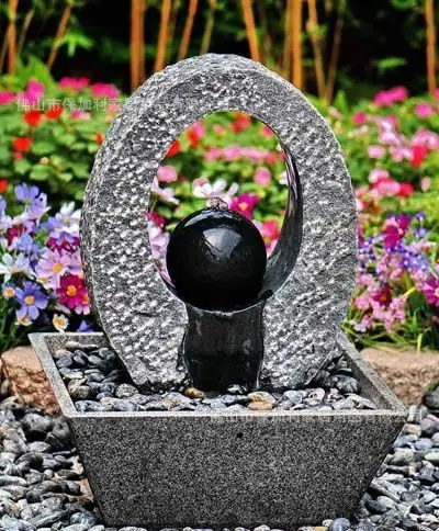 园林景观流水水池旁花岗岩摆设工艺 中古式亭子喷泉设计 热销中