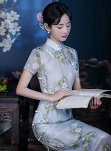 旗袍民国风大小姐2022年新款韵味淑女范柔美古典夏简约雪纺贵气感