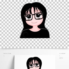 手绘戴眼镜女孩插画手绘原创棒球帽女孩卡通手绘戴眼镜女老师波普风格