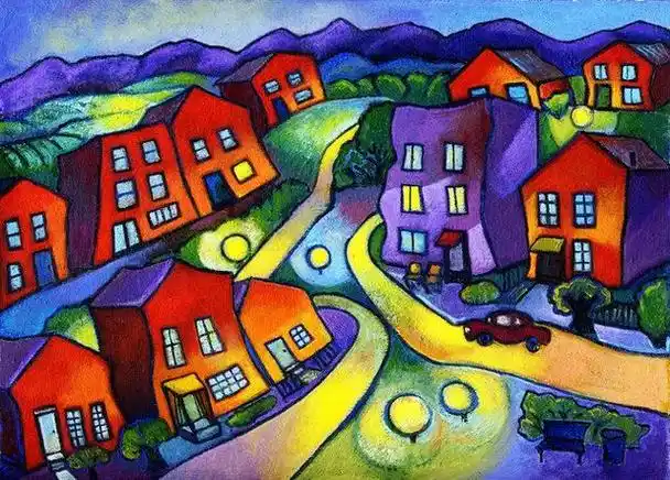 简笔画风景彩铅带颜色风景简笔画风景图简笔画大全彩色山水风景简笔画