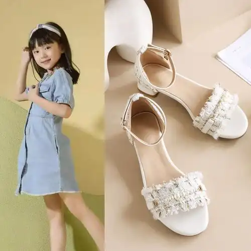 女童凉鞋女孩子公主鞋2022夏季新款软底防滑小学生时尚儿童高跟鞋