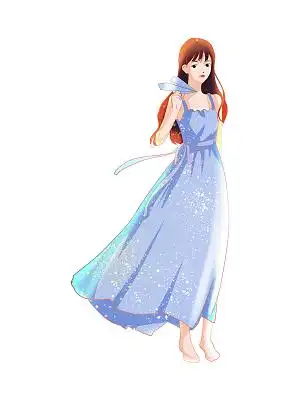 彩色手绘卡通小清新女孩美女人物夏天元素png素材