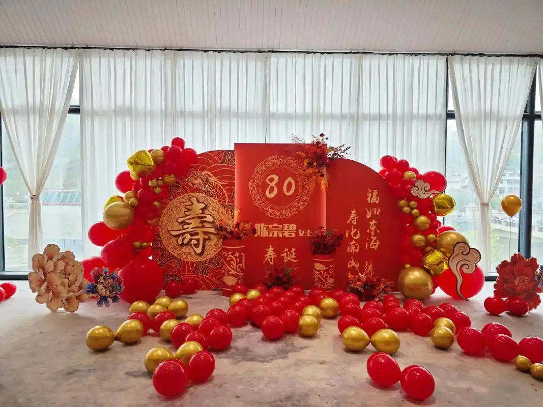 80岁寿宴布置,感谢老客户支持祝福如东海,寿比南山!#寿宴 - 抖音