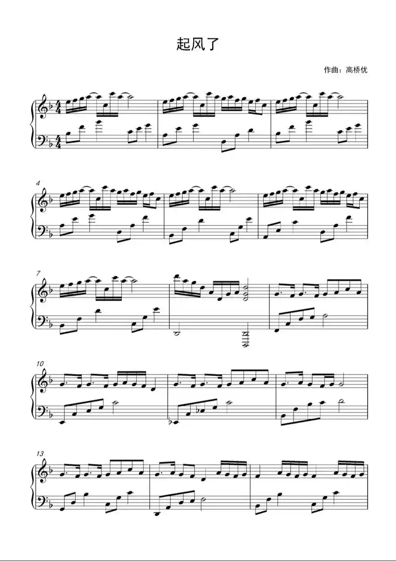 起风了钢琴谱简易版来咯!免费分享～ #起风 - 抖音