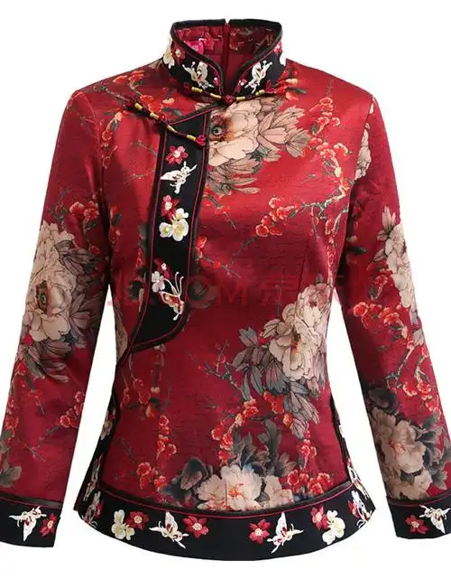 如意风唐装女中国风冬装加厚旗袍小棉袄刺绣春节喜庆拜年服女大人 r