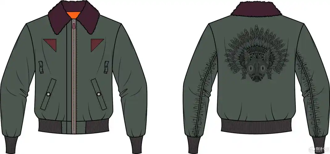 款式图b15空军夹克