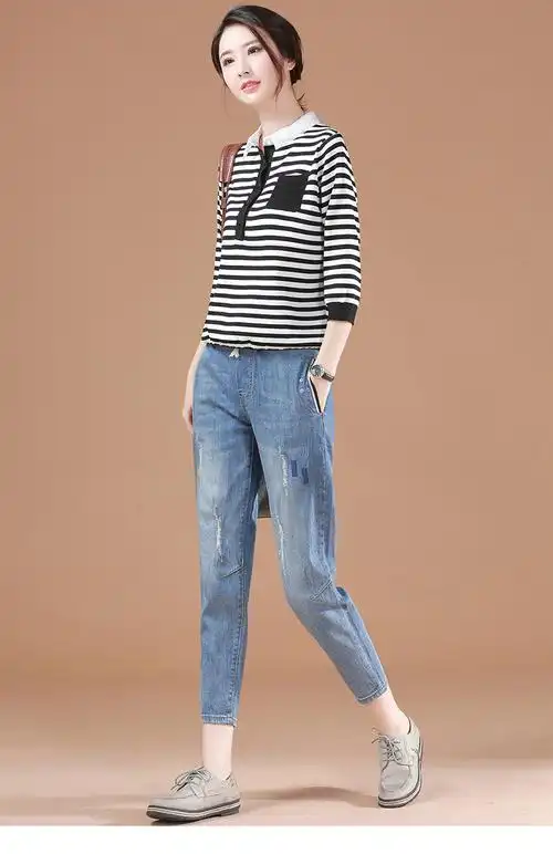 九分裤牛仔裤女2020年新款韩版哈伦裤宽松显瘦百搭裤子
