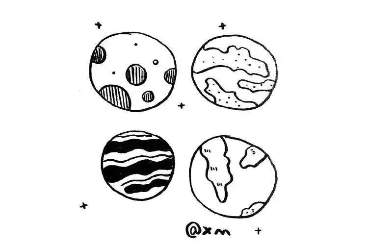 星河璀璨 一组关于外太空的简笔画图片-图1