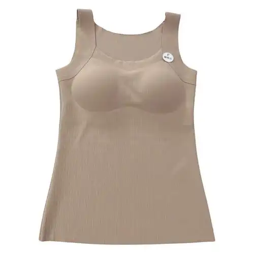 暖感衣秋冬螺纹磨毛保暖背心女带胸垫宽肩美背打底上衣内搭吊带潮