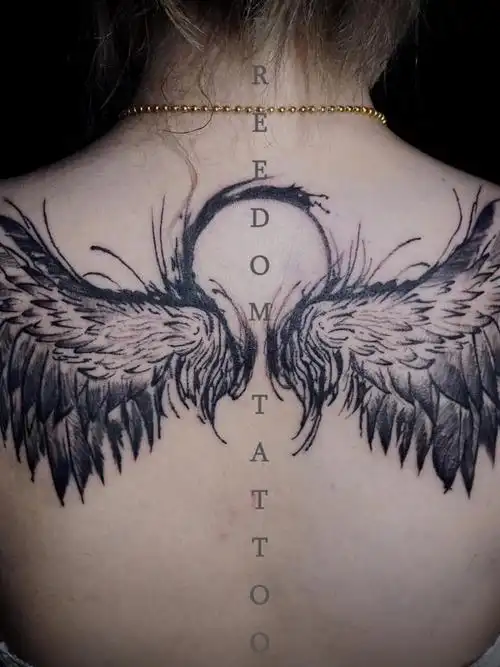 翅膀_纹身图案手稿图片_jhin的纹身作品集