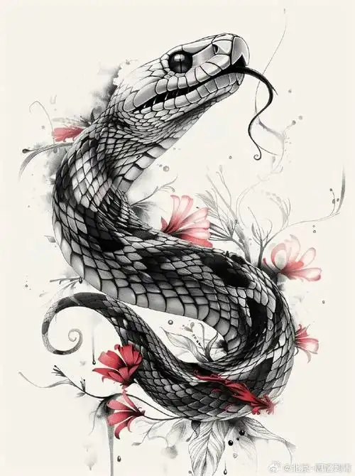 图案分享    蛇纹身    #纹身分享##纹身设计##北京纹身店##纹身素材